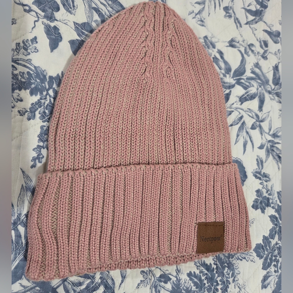 Pink Knit Cuffed Beanie